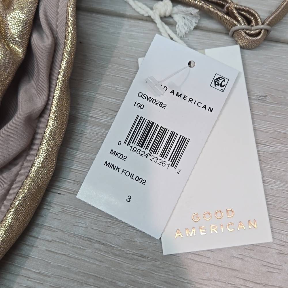NWT Good American Mink Foil Metallic Swim bottom sz 3/L - Picture 4 of 8